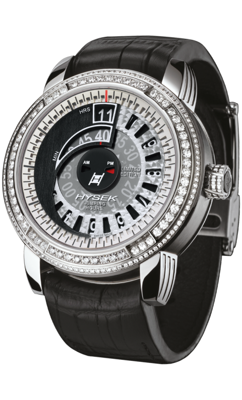 Io 47mm Jumping Hour in steel with set bezel