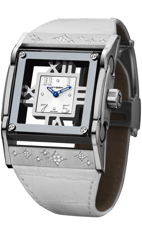 Furtif 37mm in steel, white dial, star setting