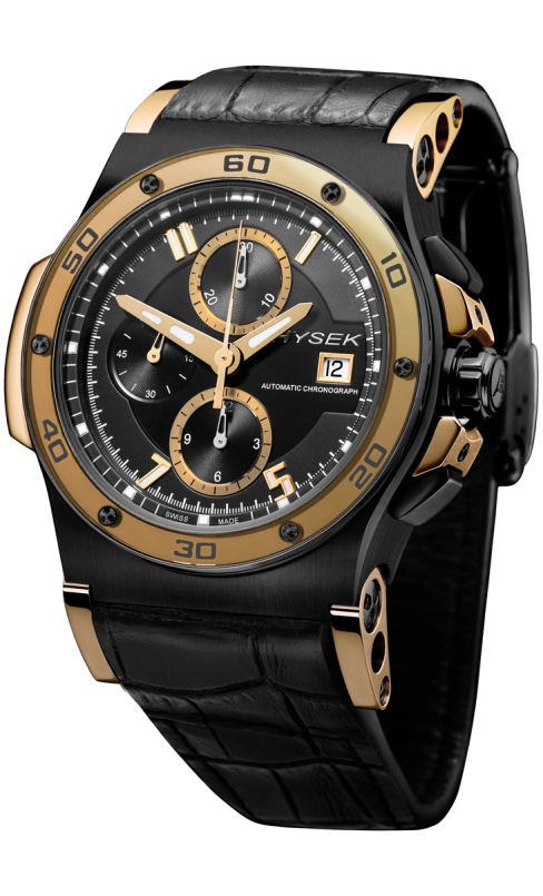 Abyss 44mm Chronograph, black titanium and rose gold, gold sapphire bezel