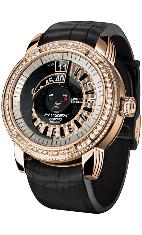 Io 47mm Jumping Hour in rose gold and diamonds